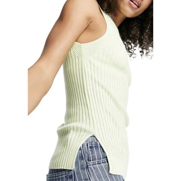 TOPSHOP Ribbed Knit Tank Green - Picture 4 of 16